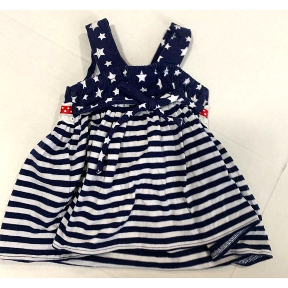 New Sweetheart Rose 3 6 months 2 pc Set Dress Pants Bloomers Red White Blue Star - Picture 5 of 5